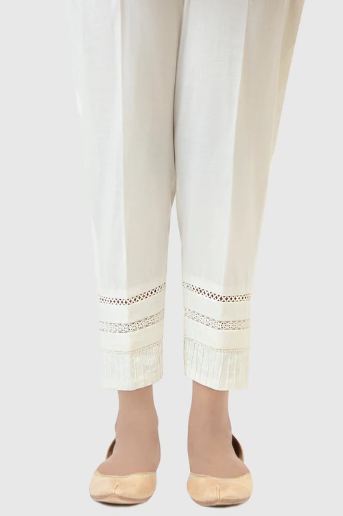 Embellished Cambric Capri Pants - Off-White
